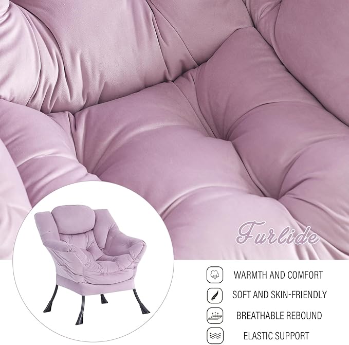 Lazy Chair with Ottoman, Modern Chair with Folding Footrest, Lounge Accent Chair - Image 6