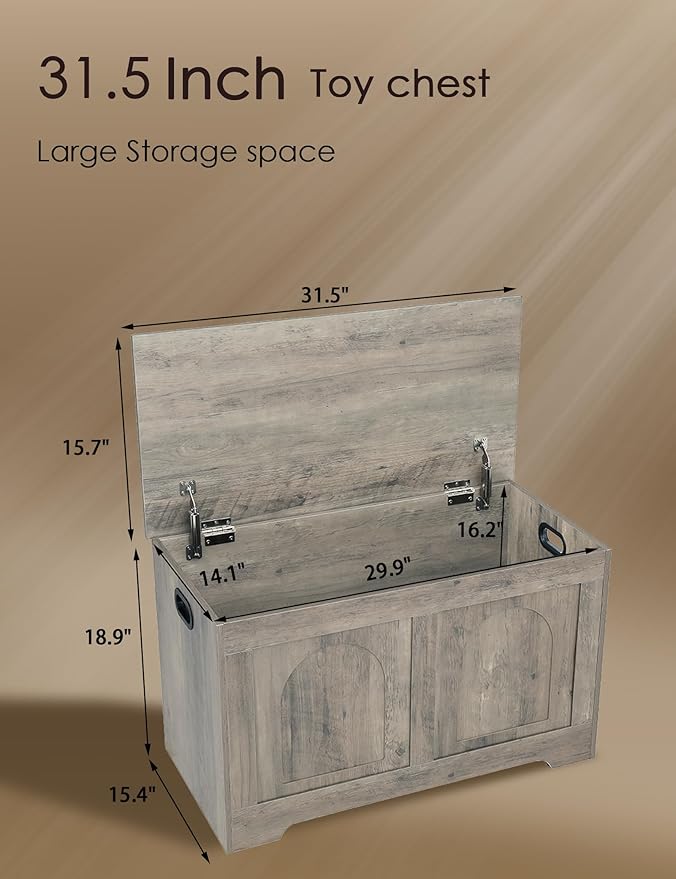 DINZI LVJ Storage Chest, 31.5”Wooden Toy Box - Image 3