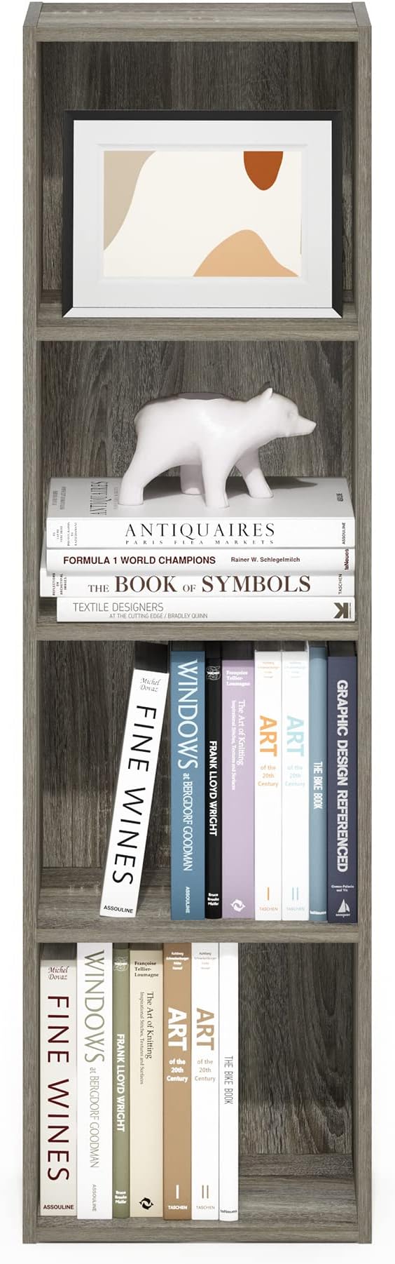 Furinno Luder Bookcase / Book / Storage, 4-Tier Cube, French Oak - Image 4