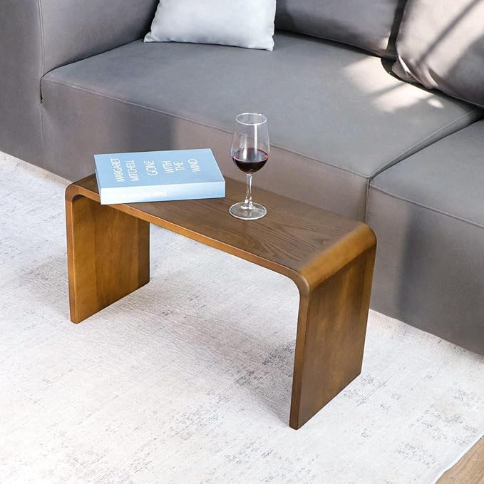 COZYMATIC Carlisha C-Shaped End Table Sofa Table Coffee Table Solid Wood Frame - Image 5