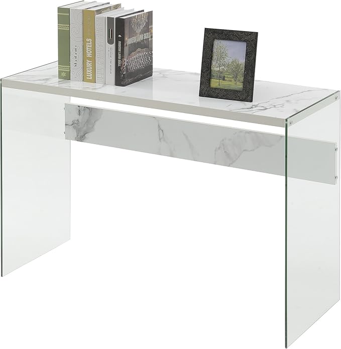 Convenience Concepts SoHo Console Table/Desk, Faux White Marble - Image 4