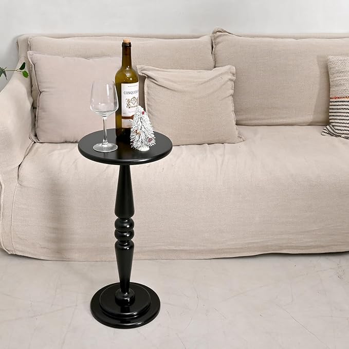 SwallowLiving Small Round Side Table, Tall Pedestal Drink End Tables Living Room - Image 5