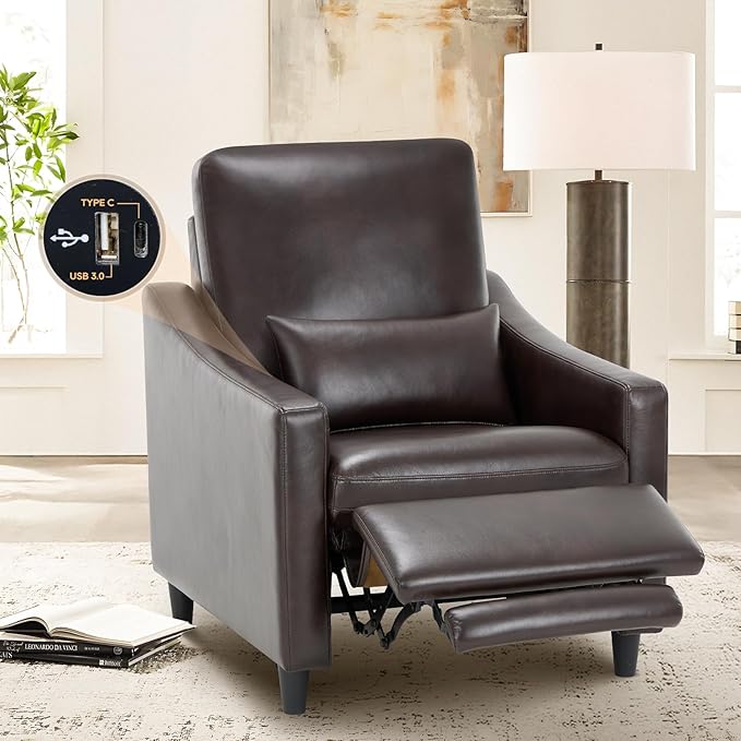 COLAMY Pushback Electric Recliner Chair, Premium Leather Upholstery by COLAMYINC