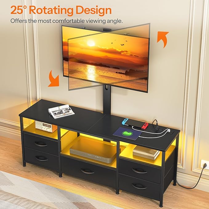 HOOBRO TV Stand with Mount and Power Outlet, - Image 2