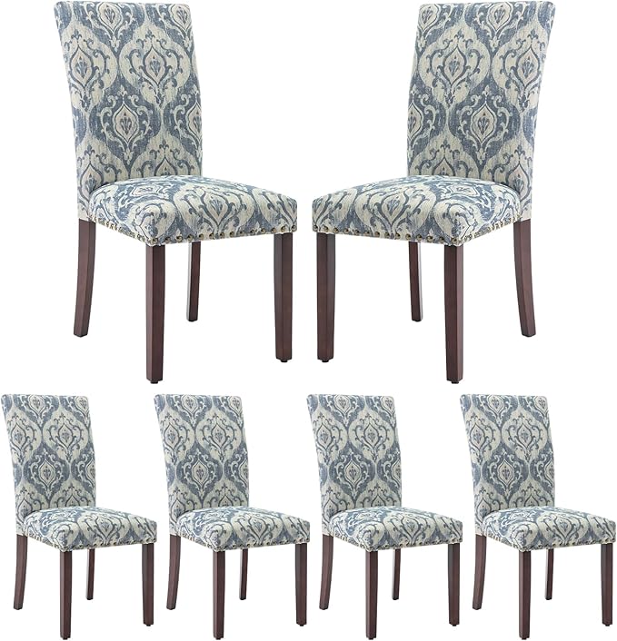 COLAMY Upholstered Parsons Dining Chairs Set of 6, Fabric Dining Room Kitchen by COLAMYINC