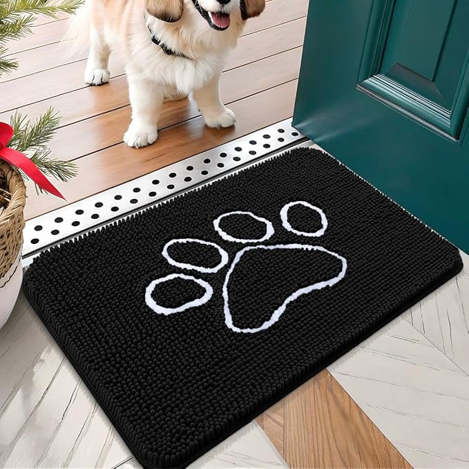 OLANLY Door Mat for Muddy Dog Paws 24x16, Ultra Absorbent Chenille Mud Doormat by OLANLY