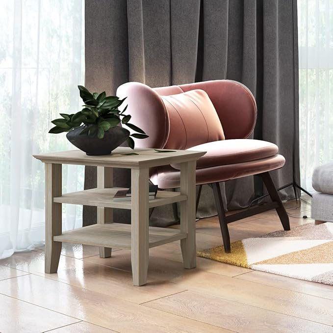 SIMPLIHOME Acadian 14-inch Wide Solid Wood Narrow End Table in Distressed Grey - Image 2