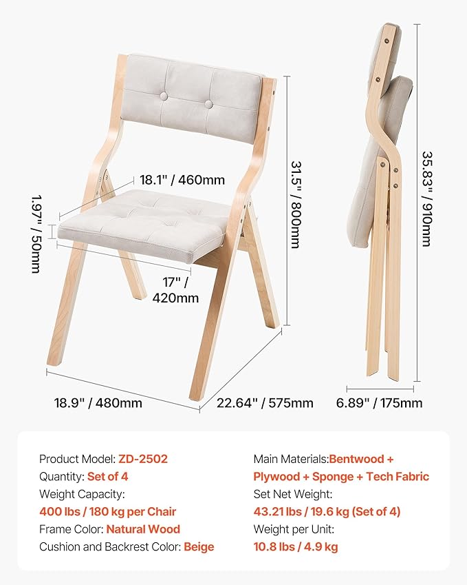 VEVOR Wooden Folding Chairs - Image 7