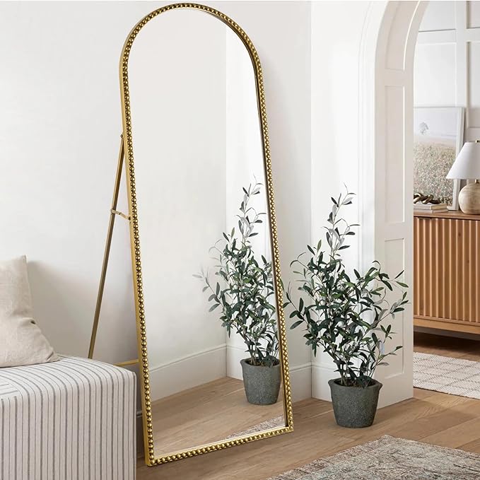 Arch Full Length Mirror with Stand, Antique Gold by Fobule