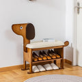 Shoe Bench – 2-Tier Wooden Entryway Organizer Cute Dog-Shaped by ABAMFUR