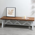 Wnutrees 54" Farmhouse Wood Bench, Rustic Solid Wood Entryway Bench Seat by Wnutrees