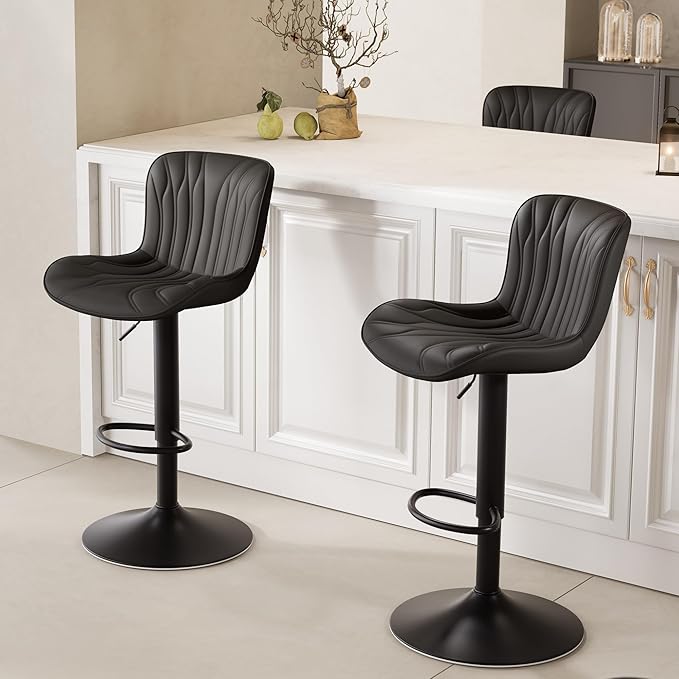 YOUNIKE Single Black Bar Stools Modern Swivel Counter Height Bar Chair - Image 7