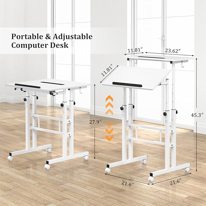 Small Standing Desk with Wheels, Mobile Stand Up Desk, Portable Standing Table - Image 2
