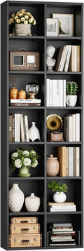 FOTOSOK 71'' Tall Bookshelf, Double Wide Media Tower Rack CD DVD Rack Display by FOTOSOK