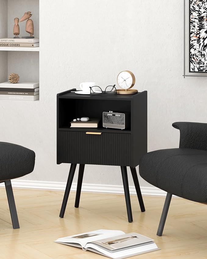 Black Nightstand, Modern Bedside Table - Image 7