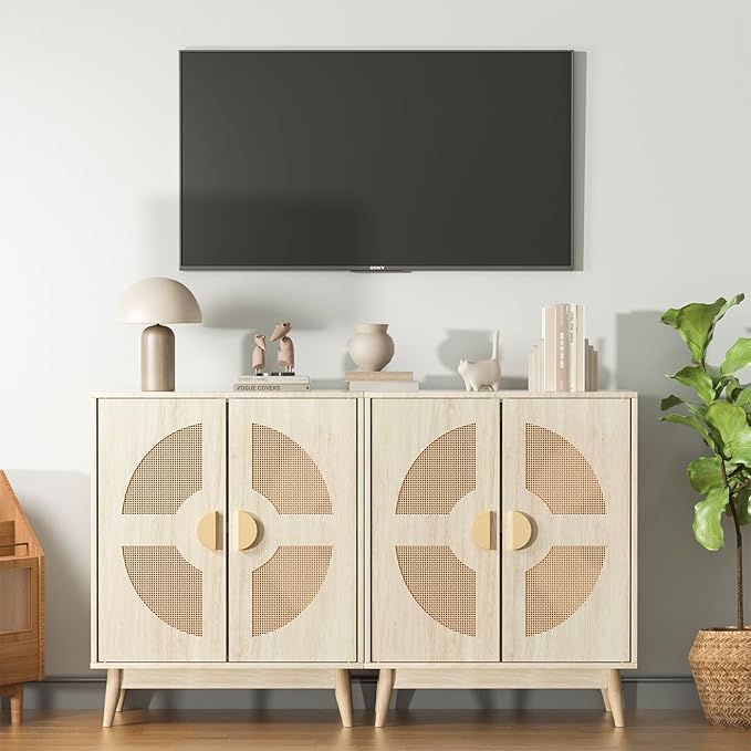 Buffet Cabinet with Storage Sideboard Accent Modern Credenza with Doors & - Image 6