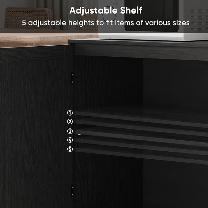 Smuxee Black Sideboard, Freestanding Buffet Cabinet - Image 4