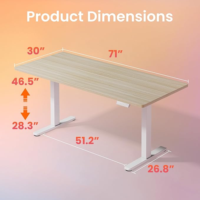 HUANUO 71 x 30 inch Electric Standing Desk Adjustable Height, 4 Memory Height - Image 2