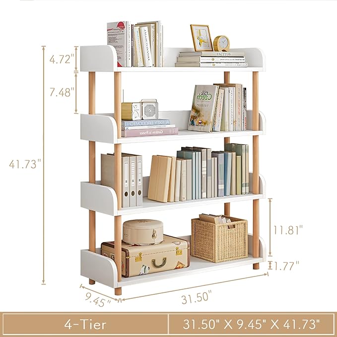 4-Tier Wooden Open Bookcase - Image 2