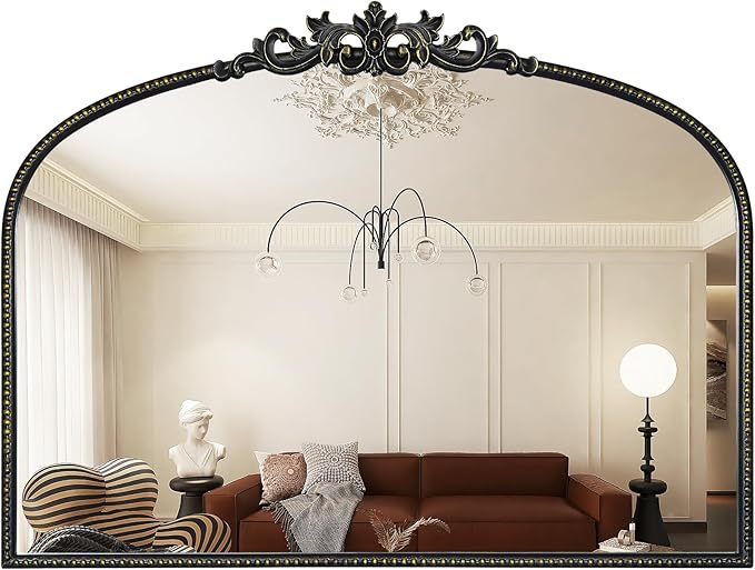 WallBeyond Black Antique Arched Vintage Wall Mirror, 24x32 Inch, Iron Frame by WallBeyond