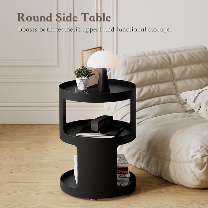 XIV Side Table, Round End Table, Modern Nightstand, Metal Accent Table - Image 7