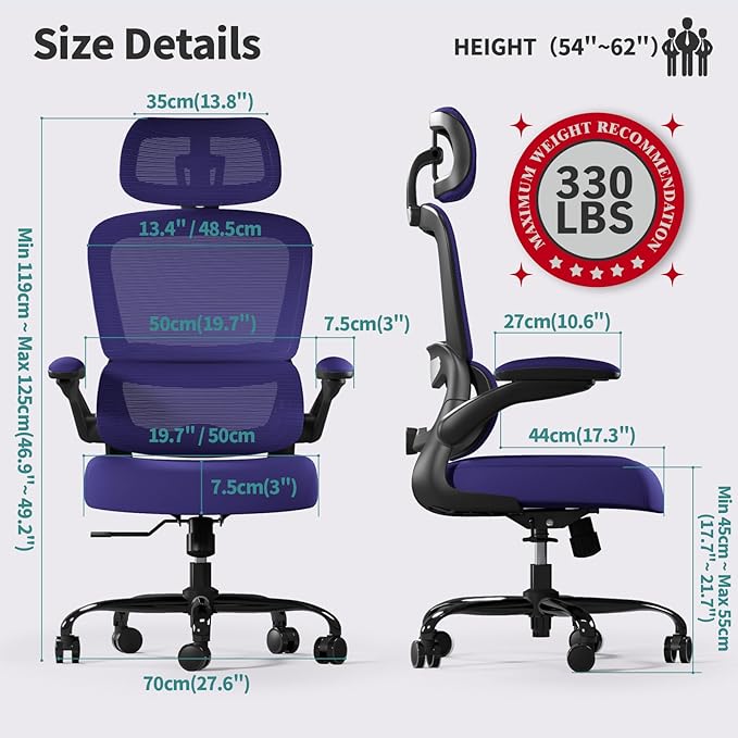 Office Chair Ergonomic Desk Chair, 330 LBS Home Mesh Office Desk Chairs - Image 2