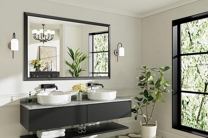 60x40 Inch Black Bathroom Mirror - Image 9
