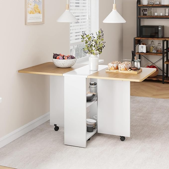 GarveeHome Folding Dining Table, Space Saving Farmhouse Dining Table - Image 6