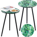 2 Packs Metal Leaf Round Side Tables 13.4" Small Outdoor Patio Round Accent by Party+Zealot