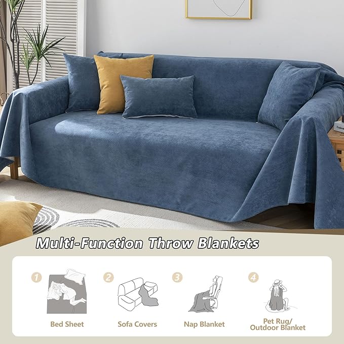 STACYPIK Waterproof Blue Couch Cover Non-Slip Sofa Cushion Cover - Image 8