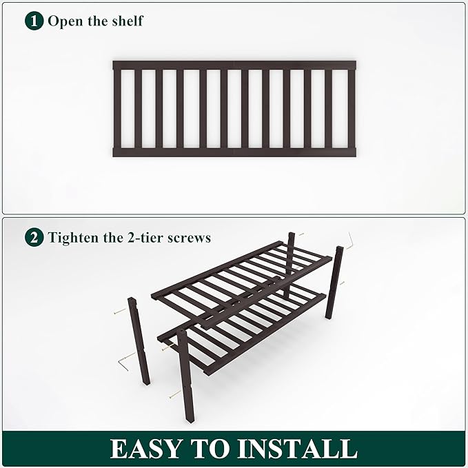 Smiry Shoe Rack, 2 Tier Bamboo Shoe Organizer, Stackable Free Standing Wooden - Image 6