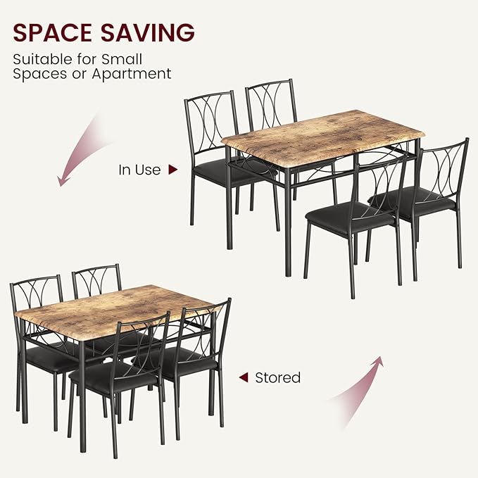 CABIHOME Dining Table Set, 5 Piece Dining Table Set - Image 7