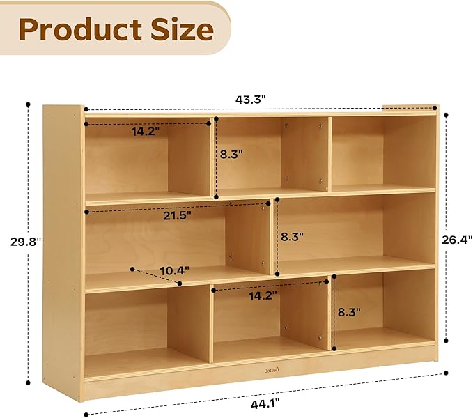 Toy Storage Organizer for Kids Room, Wooden Kids Bookshelf for Classroom - Image 3