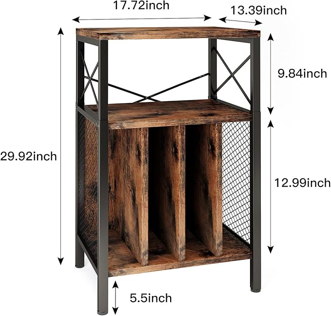 3-Tier Record Player Stand, Vinyl Record Storage Turntables - Image 8