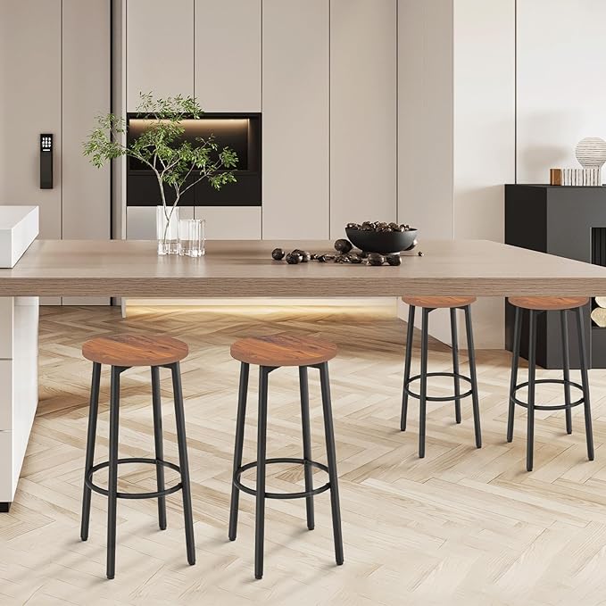 Athena Collection Bar Stools Set of 2, 25.5 Inches Round Counter Height Bar - Image 2