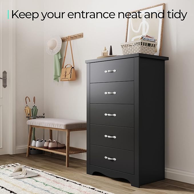LINSY HOME 5 Drawer Dresser, Modern Dresser Chest - Image 8