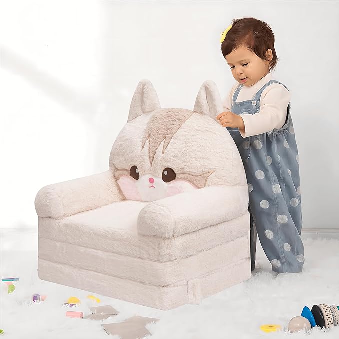 MONKISS Kids Couch, Comfy Toddler Chair, 2 in 1 Fold Out Kids Sofa to Lounger - Image 2