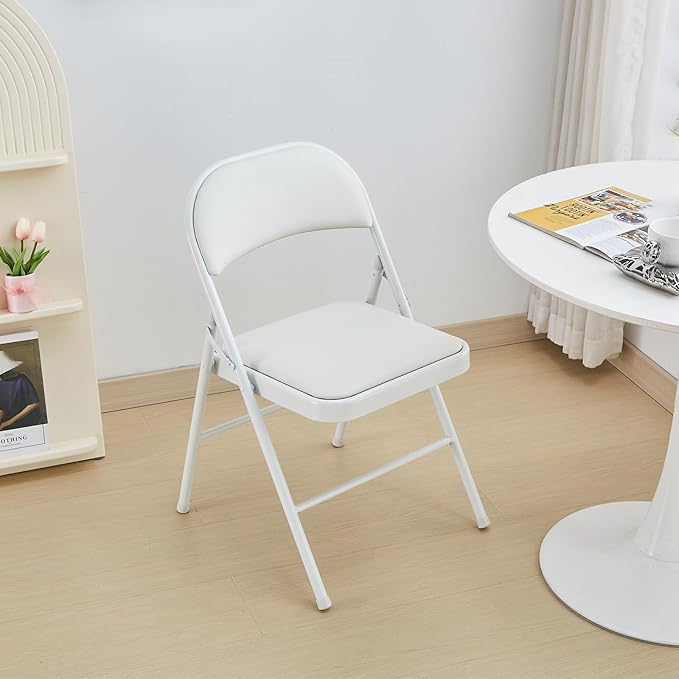KAIHAOWIN 2-Pack Folding Chair Vinyl Padded and Metal Frame Heavy Duty Foldable - Image 2