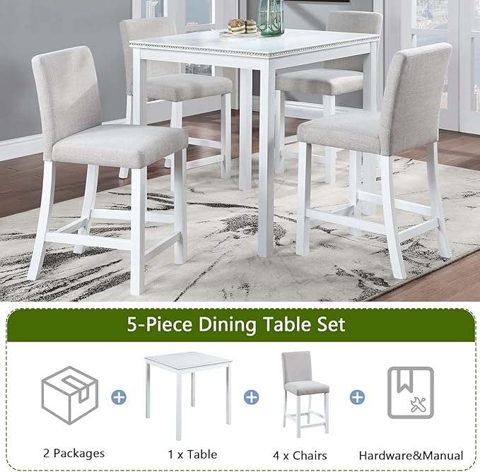 KEIKI 5-Piece Counter Height Dining Table Set - Image 5