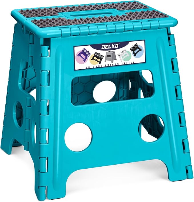 Delxo Folding Step Stool 13 Inch Non-Slip Foldable Stools Up to 300 LBS Kitchen by Delxo