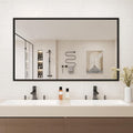 Rectangle Bathroom Mirror 60x36 Inch, Matte Black Framed, 4MM Tempered Glass by JISOSO
