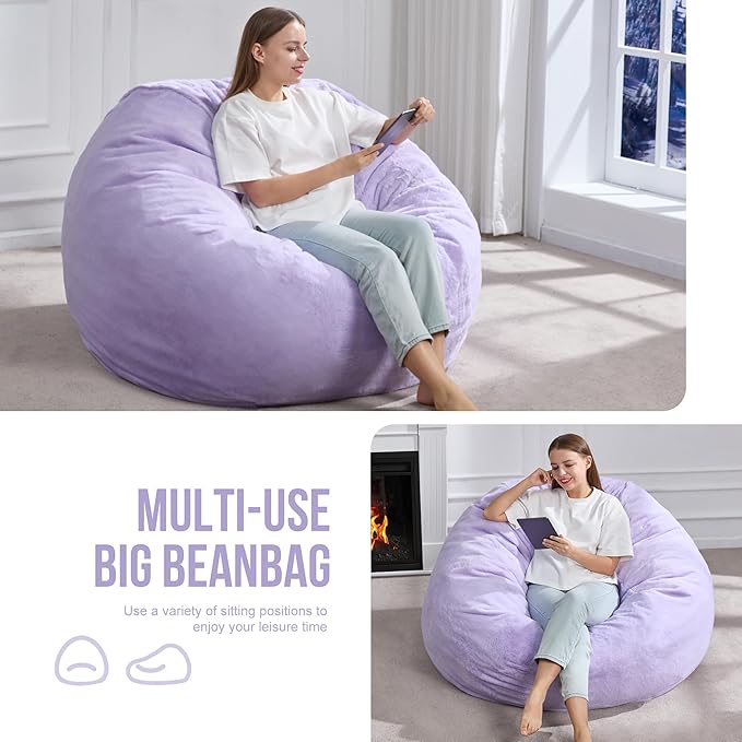 Hobestluk 4ft Bean Bag Chairs for Adults Large Beanbag Chair - Image 5