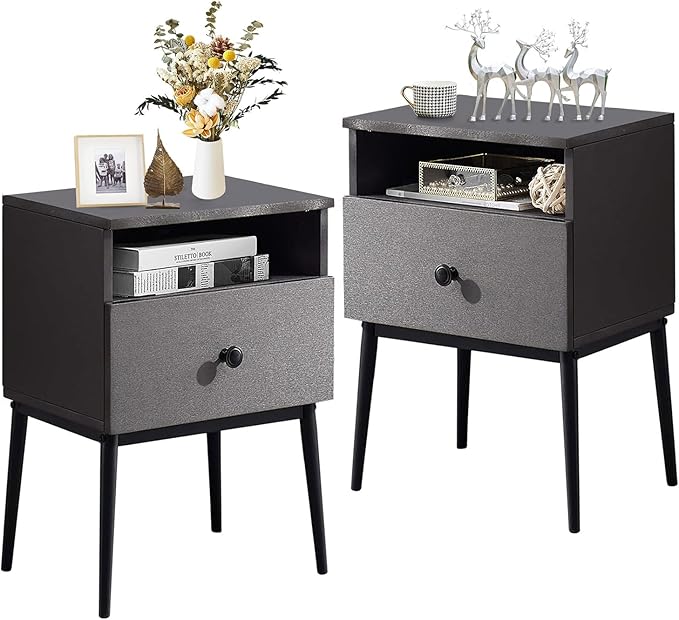 VECELO Modern Nightstands Set of 2, Square End Side Table by VECELO