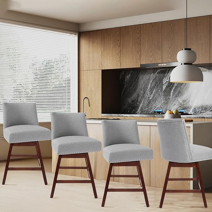 Counter Height Barstools Set of 6, 360° Swivel Bar Stools - Image 4