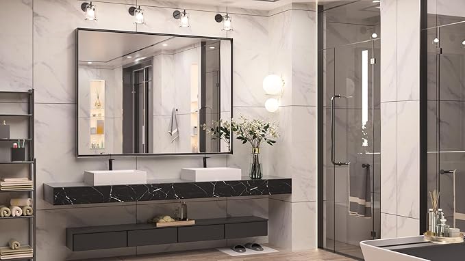 Keonjinn Black Bathroom Mirror 48” x 40” Wall Mirror - Image 2