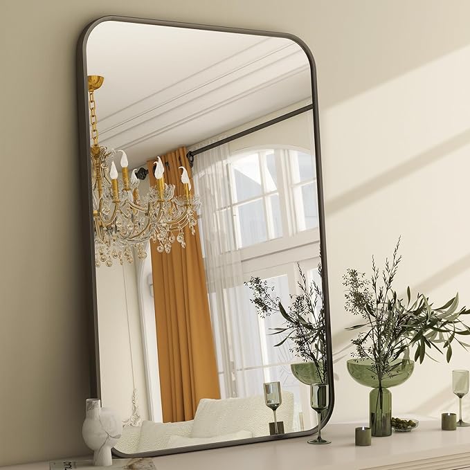 24 x 36 Inch Bathroom Mirror, Rounded Rectangular Vanity Mirror by EASLY