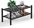 Haddockway 2 Tier Bamboo Shoe Rack Storage Organizer, Small Space 27"x11"x13" by Haddockway