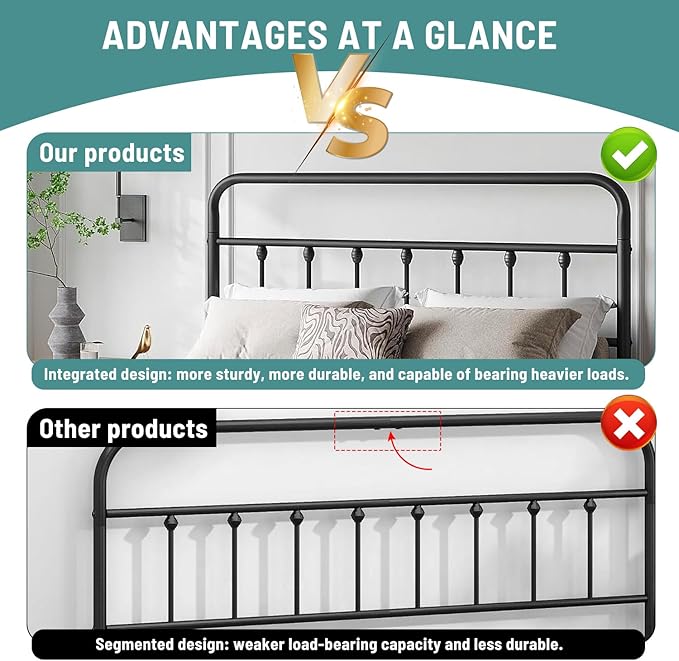 Queen Bed Frame-Classic Metal Platform Bed Frame Mattress Foundation - Image 3