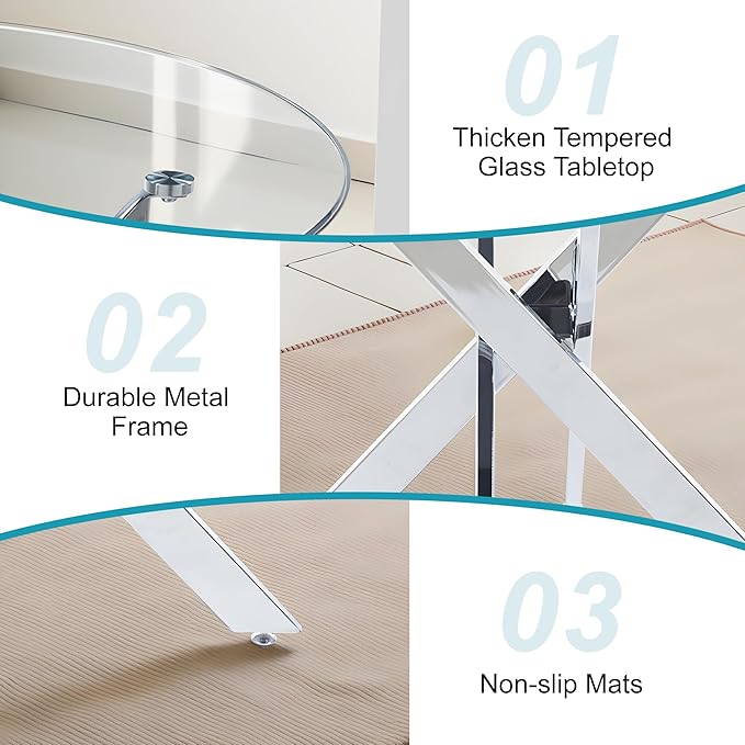 Dining Table for 4 Modern Round Dining Table 35.43" Kitchen & Dining Room Tables - Image 5