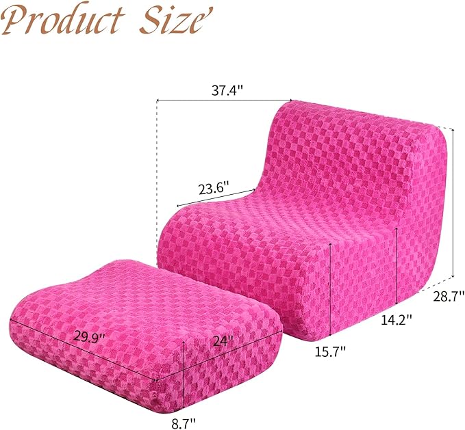 Accent Bean Bag Chair with Footstool, Modern Lazy Sofa Chair with Comfy - Image 2